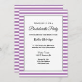 紫/白のフレームストライプバチェロレッテ 招待状 (正面/裏面)