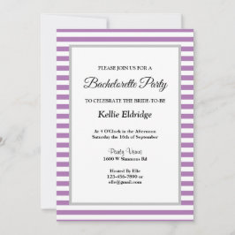 紫/白のフレームストライプバチェロレッテ 招待状