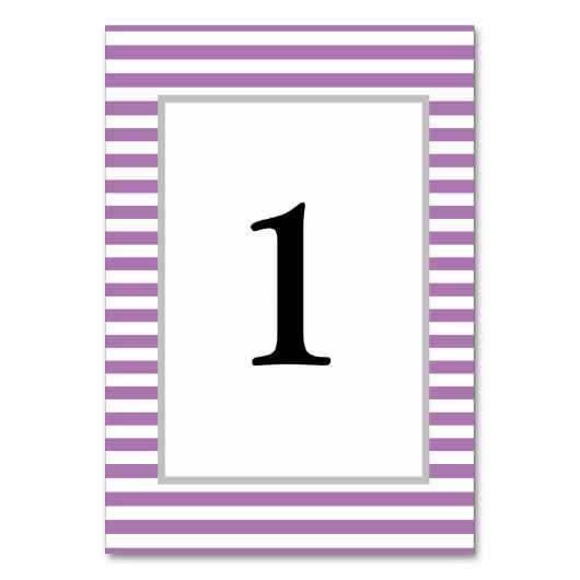 紫/白の枠ストライプ付き表番号 テーブルナンバー (正面)