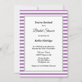 紫/白ストライプブライダルシャワー 招待状