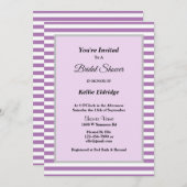 紫/白ストライプブライダルシャワー 招待状 (正面/裏面)