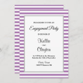 紫/白ストライプ婚約パーティ 招待状 (正面/裏面)