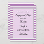 紫/白ストライプ婚約パーティ 招待状 (正面/裏面)