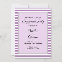 紫/白ストライプ婚約パーティ 招待状