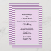紫/白ストライプ結婚式招待状 招待状 (正面/裏面)
