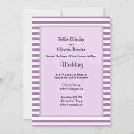 紫/白ストライプ結婚式招待状 招待状