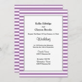 紫/白ストライプ結婚式招待状 招待状 (正面/裏面)