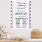 紫/白ストライプ結婚式 プログラムポスター ポスター (キッチン)