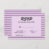紫/白ストライプ額縁結婚式RSVPカード 出欠カード (正面/裏面)