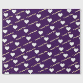 紫(白ハート) ラッピングペーパー (フラット)