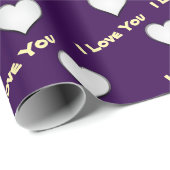 紫(白ハート) ラッピングペーパー (ロールコーナー)