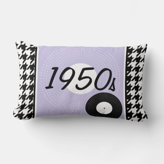 紫、白黒1950年代テーマ ランバークッション (正面)