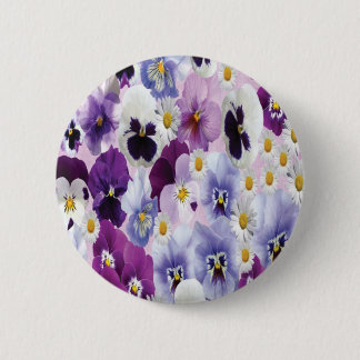 紫、白、紫の花の背景 缶バッジ
