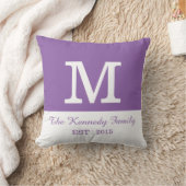 紫（白）色（ブロック）可逆ファミリーモノグラム クッション (ブランケット)