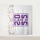 紫 白 金 タイポグラフィーの卒業クラス タペストリー (正面)