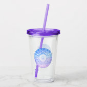 紫、白、青の宇宙フローラ曼荼羅 アクリルタンブラー (裏面)
