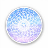 紫、白、青の宇宙フローラ曼荼羅 シール (正面)