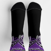 紫、白、黒のチアリーダーの靴下 ソックス (上部)