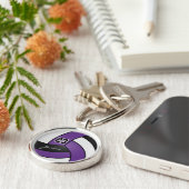 紫、白、黒のバレーボールカスタマイズ- キーホルダー (側面)