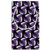 紫、白、黒のバレーボール – パーソナライズ スモールペーパーバッグ (裏面)