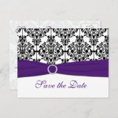 紫、白、黒の日付はがきを保存 案内ポストカード (正面/裏面)