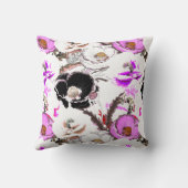 紫、白、黒の花。 クッション (裏面)