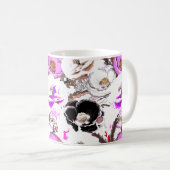 紫、白、黒の花。 コーヒーマグカップ (正面右)