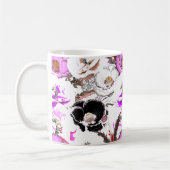 紫、白、黒の花。 コーヒーマグカップ (左)