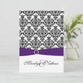 紫、白、黒ダマスクII招待状 招待状 (スタンド正面)