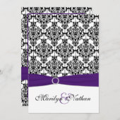 紫、白、黒ダマスクII招待状 招待状 (正面/裏面)