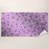 紫、笑い、幸せ、星、虹、色 ビーチタオル (正面)