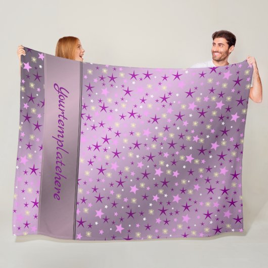 紫、笑い、幸せ、星、虹、色 フリースブランケット (インサイチュ)