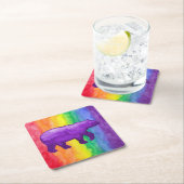紫/紫ベアオンレインボーウォッシュ紙コースター スクエアペーパーコースター (インサイチュ)