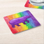 紫/紫ベアオンレインボーウォッシュ紙コースター スクエアペーパーコースター (アングル)