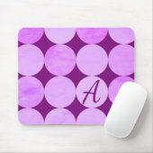 紫、紫マゼンタ、ピンクの円モノグラム マウスパッド (マウス)