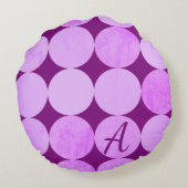 紫、紫マゼンタ、ピンクの円モノグラム ラウンドクッション (裏面)