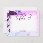 紫、紫、ラベンダーのバラ結婚のテーブル名 ノートカード (正面)