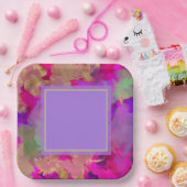 紫、紫、金ゴールドの大理石紙プレート ペーパープレート (パーティー)