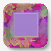 紫、紫、金ゴールドの大理石紙プレート ペーパープレート (正面)