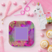 紫、紫、金ゴールドの大理石紙 ペーパープレート (パーティー)