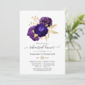 紫、紫、金ゴールドフローラリハーサルディナー 招待状 (スタンド正面)