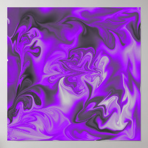 紫、紫、黒、白の液体アート ポスター