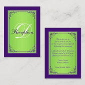紫、緑のスクロール披露宴エンクロージャカード エンクロージャーカード (正面/裏面)