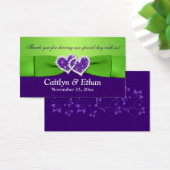 紫、緑のフローラと結合ハートメッセージカード (デスク)