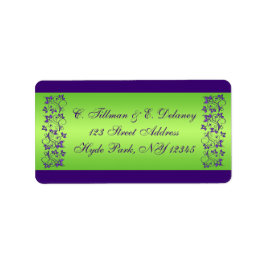 紫、緑のフローラ結婚住所 シール2 ラベル