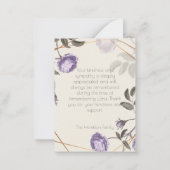 紫/緑の写真葬式悔やみや弔慰サンキューカード ノートカード (裏面)