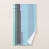 紫、緑、ターコイズの抽象芸術ストライプ バスタオルセット (ハンドタオル)
