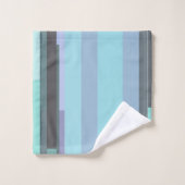 紫、緑、ターコイズの抽象芸術ストライプ バスタオルセット (ウォッシュタオル)