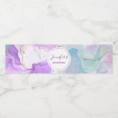 紫、緑、ピンクのフローリングカラー誕生日 ペットボトルラベル (シングルラベル)