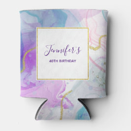 紫、緑、ピンクのフローリングカラー誕生日 缶クーラー